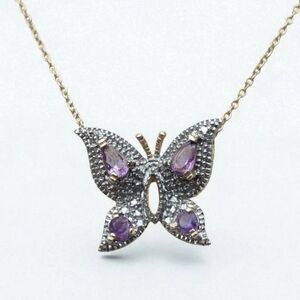 🦋 Vintage Ross-Simons Sterling Silver Amethyst The Butterfly Pendant Necklace